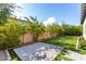 Landscaped backyard with grassy area, brick patio, and block wall at 17183 W San Marcos St, Surprise, AZ 85388