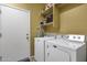 Laundry room with washer, dryer, and shelving at 4531 E Jude Ln, Gilbert, AZ 85298