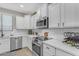 Modern kitchen with white cabinets, stainless steel appliances, and an island at 2346 S Banning St, Gilbert, AZ 85295