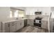 Modern kitchen with gray and white cabinets and stainless steel appliances at 4250 E Towne Ln, Gilbert, AZ 85234