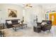 Living room with leather sofa and coffee table at 17014 E De Anza Dr, Fountain Hills, AZ 85268