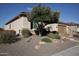 Single-story home with stucco exterior, mature tree, and two-car garage at 27028 W Oraibi Dr, Buckeye, AZ 85396