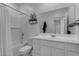 Clean bathroom with a bathtub, toilet, and vanity with a mirror at 2732 E Trail Blazer Dr, San Tan Valley, AZ 85140