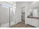 Bathroom with walk-in shower and linen closet at 2929 E Birdsong Ave, San Tan Valley, AZ 85143