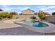 Backyard featuring a lagoon style pool, stone accents, and mature landscaping at 3106 E Hiddenview Dr, Phoenix, AZ 85048