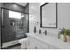 Contemporary bathroom with a single vanity and walk-in shower at 3588 W New Life Ln, Queen Creek, AZ 85144