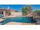 Resort-style pool with a fire pit and comfortable seating at 9825 E Sharon Dr, Scottsdale, AZ 85260