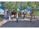 Large backyard with mature trees and a covered patio area at 143 S Los Cielos Ln, Casa Grande, AZ 85194