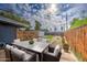 Backyard with patio, artificial turf, and modern fence at 2937 E Osborn Rd, Phoenix, AZ 85016
