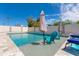 Refreshing pool with two teal lounge chairs and patio umbrellas at 8219 N 3Rd Ave, Phoenix, AZ 85021