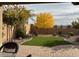 Landscaped backyard with artificial turf and trees at 11047 E Tupelo Ave, Mesa, AZ 85212