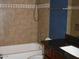 Bathroom with a shower/tub combo and granite countertop at 1231 E Helena Dr, Phoenix, AZ 85022