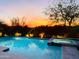 Expansive pool and spa at sunset at 1820 N Bernard --, Mesa, AZ 85207