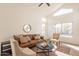 Living room with vaulted ceiling, leather sofa and two armchairs at 18204 N 11Th Dr, Phoenix, AZ 85023