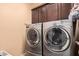 Convenient laundry room with front-load washer and dryer at 18354 W Hatcher Rd, Waddell, AZ 85355