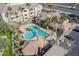 Community pool and building view from above at 18416 N Cave Creek Rd # 3044, Phoenix, AZ 85032