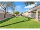 Expansive backyard with a well-maintained lawn and trees, offering a private outdoor oasis at 19359 E Canary Way, Queen Creek, AZ 85142