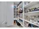 Well-organized pantry with ample shelving for storage at 19538 N Crestview Ln, Maricopa, AZ 85138