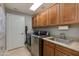 Convenient laundry room with washer, dryer, and storage cabinets at 21320 N 56Th St # 2043, Phoenix, AZ 85054