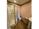 Bathroom with shower, toilet and pedestal sink at 2322 S Rogers -- # 9, Mesa, AZ 85202