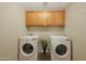 Laundry room with washer, dryer, and upper cabinets at 277 E Windsor Ct, Gilbert, AZ 85296