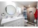 Bathroom with walk-in shower and white vanity at 3440 W Krall St, Phoenix, AZ 85017