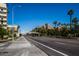 Street scene with palm trees, a pedestrian bridge, and buildings at 725 E Vaughn Dr, Tempe, AZ 85283