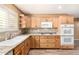 Well-equipped kitchen, granite countertops, and wood cabinets at 10611 W Caron Dr, Sun City, AZ 85351