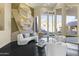 Sophisticated living room with unique wall decor and mountain views at 14425 S Canyon Dr, Phoenix, AZ 85048