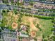 Aerial view of community park, baseball fields and playground at 20226 N 260Th Dr, Buckeye, AZ 85396