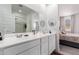 Bright bathroom with double vanity and shower at 3244 W Cedar Ridge Rd, Phoenix, AZ 85083