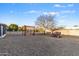 Spacious backyard with gravel, mature tree, and patio at 12630 W Crystal Lake Dr, Sun City West, AZ 85375