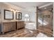 Bathroom with double vanity, soaking tub, and walk-in shower at 4615 E Bent Tree Dr, Cave Creek, AZ 85331