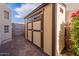 Tan and brown storage shed with double doors at 4615 E Bent Tree Dr, Cave Creek, AZ 85331