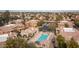 Aerial view of community pool and surrounding townhouses at 955 E Knox Rd # 110, Chandler, AZ 85225