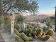 Landscaped front yard with desert plants and mountain views at sunset at 10040 E Happy Valley Rd # 1047, Scottsdale, AZ 85255