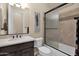 Small bathroom with tub shower combo and single vanity at 1713 E Amaranth Trl, Queen Creek, AZ 85140