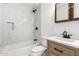 Clean bathroom, featuring a bathtub and updated vanity at 214 W June Cir, Mesa, AZ 85201