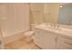 Clean bathroom, featuring a shower/tub combo and white vanity at 3015 W Paraiso Dr, Eloy, AZ 85131