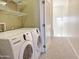 Stackable washer and dryer in laundry room with shelving at 3427 E Lance Ln, Phoenix, AZ 85018