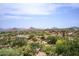 Scenic view of the desert community with well-maintained homes nestled among mature landscaping against a mountain backdrop at 10567 E Mark Ln, Scottsdale, AZ 85262