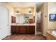 Double vanity bathroom with soaking tub and shower at 10638 E Blanche Dr, Scottsdale, AZ 85255