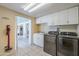 Laundry room with washer, dryer, and cabinets at 2818 S Cottonwood Dr, Tempe, AZ 85282