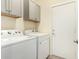 A clean laundry area featuring modern machines, cabinetry, and a bright, functional design at 4229 E Crest Ct, Gilbert, AZ 85298