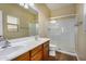 Bathroom with double vanity and walk-in shower at 42788 W Martie Lynn Rd, Maricopa, AZ 85138