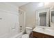 Bathroom with shower/tub combo and wood vanity at 8131 N 107Th Ave # 81, Peoria, AZ 85345