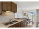 Kitchen with light wood cabinets, double sink, and view into dining area at 8131 N 107Th Ave # 81, Peoria, AZ 85345