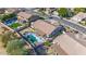 Aerial view showcasing the home's private pool and surrounding neighborhood at 8729 W Tonopah Dr, Peoria, AZ 85382