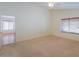 Large bedroom with carpet, ceiling fan and access to another room at 2490 E Fiesta Dr, Casa Grande, AZ 85194