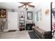 Entryway with a bench, storage shelving, and ceiling fan at 2697 W Ocotillo Rd, Phoenix, AZ 85017